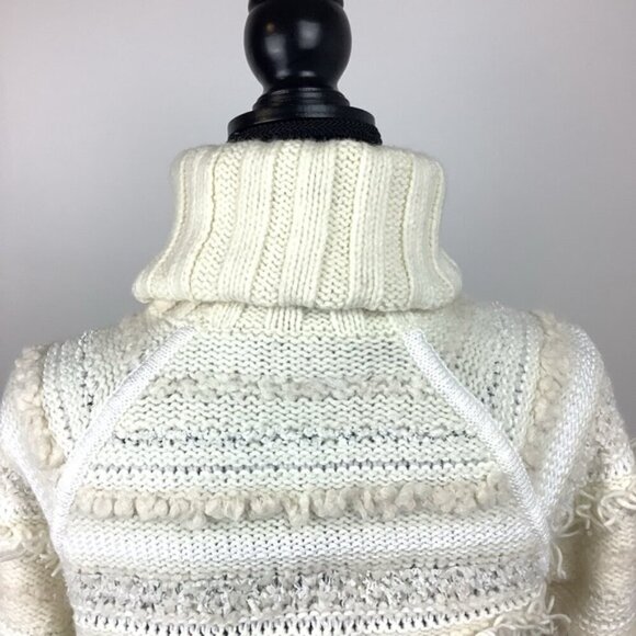 CLUB MONACO HANDKNIT WOOL Cream CHUNKY TURTLENECK SWEATER S - Picture 9 of 13